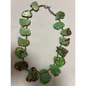 Lucas Lameth LUC 925 Massive Green Gemstone Statement Necklace Boho